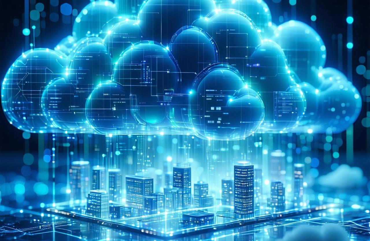 Wizualizacja nowoczesnej architektury danych i systemów chmurowych